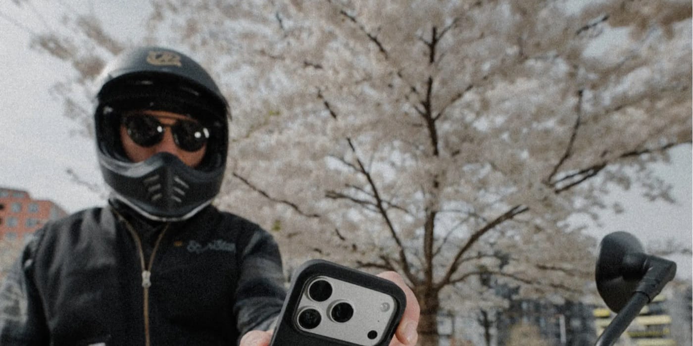 Motorcyclist with a phone in an SP Connect mount